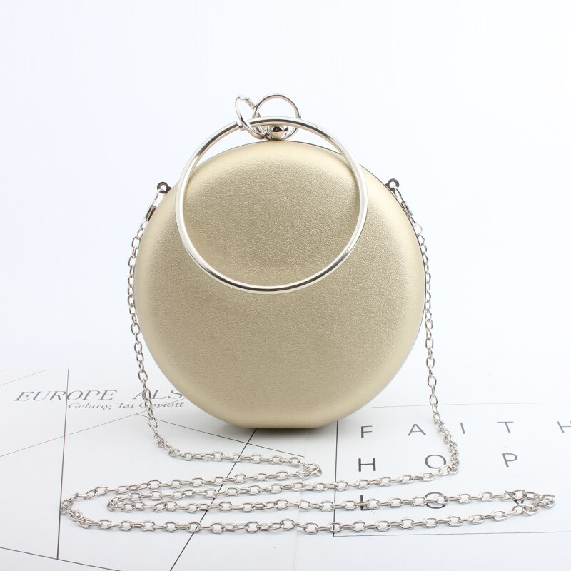Ronde dames avondtassen diamanten eenvoudig rood blauw zilver zwart goud gemengd dag clutches ketting schoudertassen: Goud