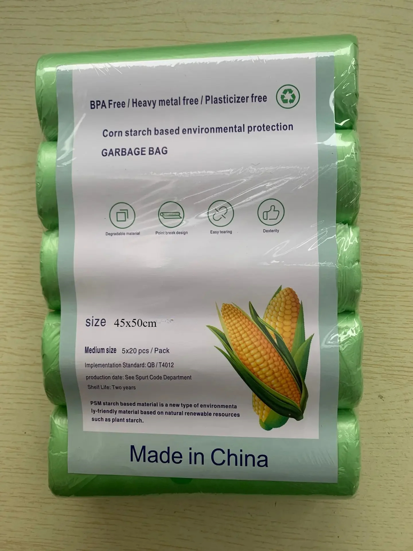 100pcs Biodegradable garbage bags classified disposable cleaning kitchen Starch Degradable Trash Bags environmental: light yellow