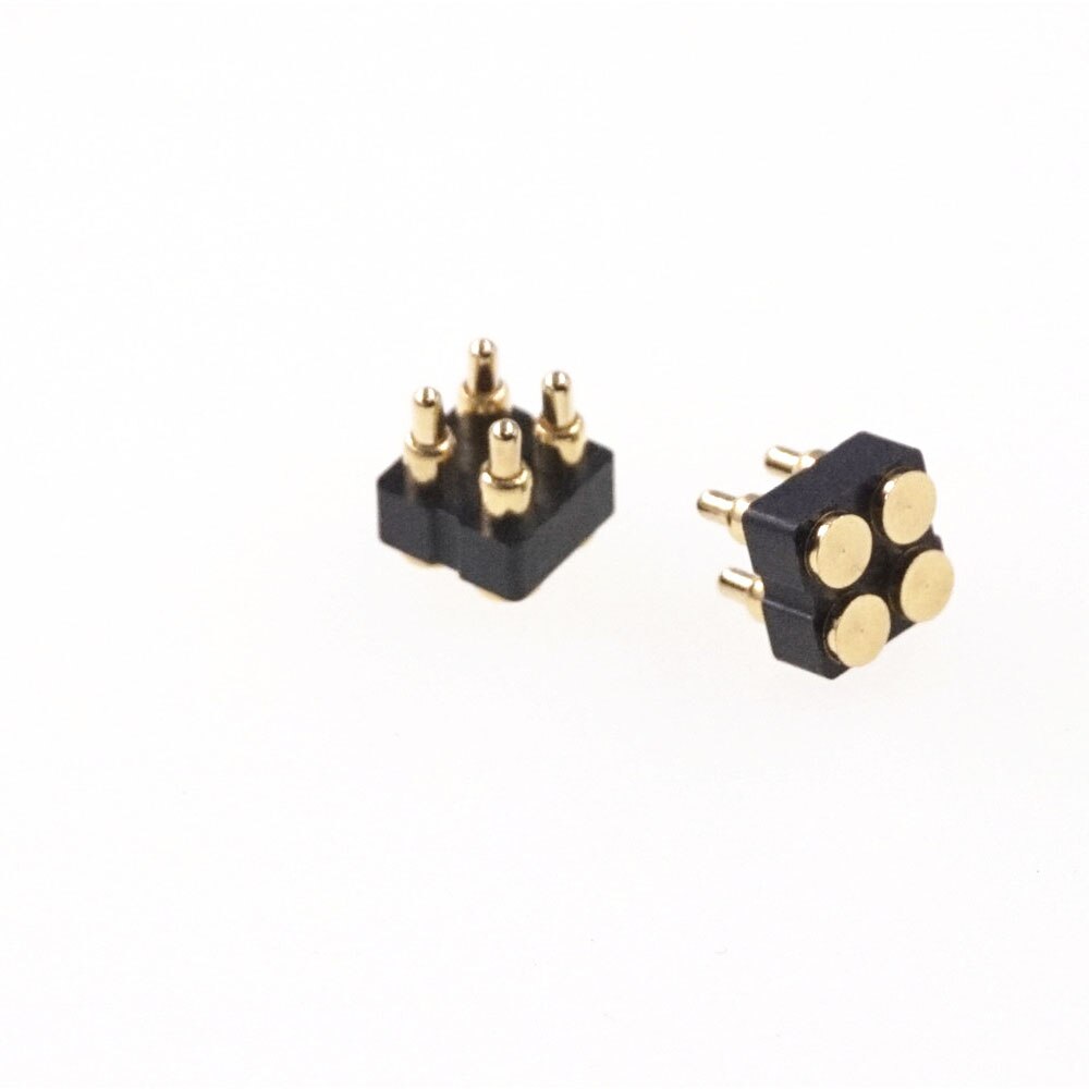 5 pcs Spring Loaded Pogo Pin connector 4 Position 2x2 Pins 2.54 mm Grid Pitch SMT 5.5 mm Height Dual Row Surface Mount PCB