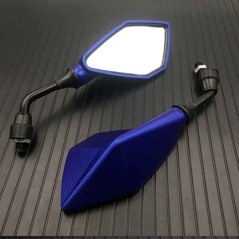 Espejo retrovisor para motocicleta, retrovisores convexos para Scooter y Motocross, electromóvil, lateral trasero, 10mm, 2 unids/par: Blue