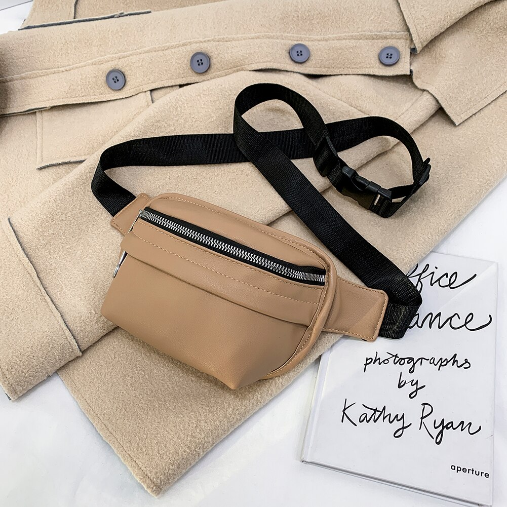 Solid Borst Fanny Tas Vrouwen Straat Taille Zakken Vrouwelijke Riem Crossbody Packs Dames Schoudertassen Femmes Sacs De Taille: Bruin