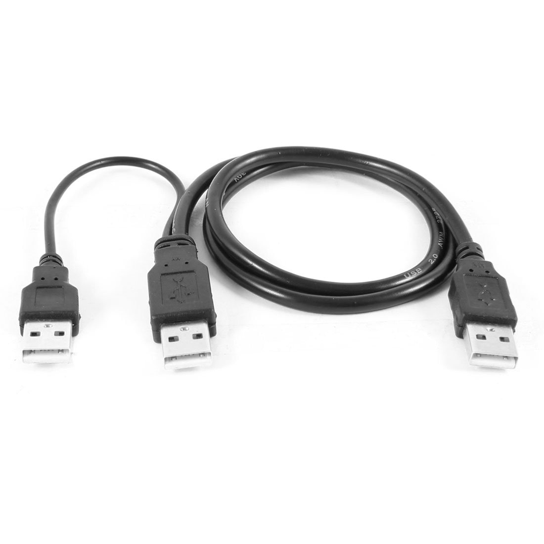 EDT-USB 2.0 Type A Male Naar Dual Usb Een Mannelijke Y Splitter Cable Cord Black