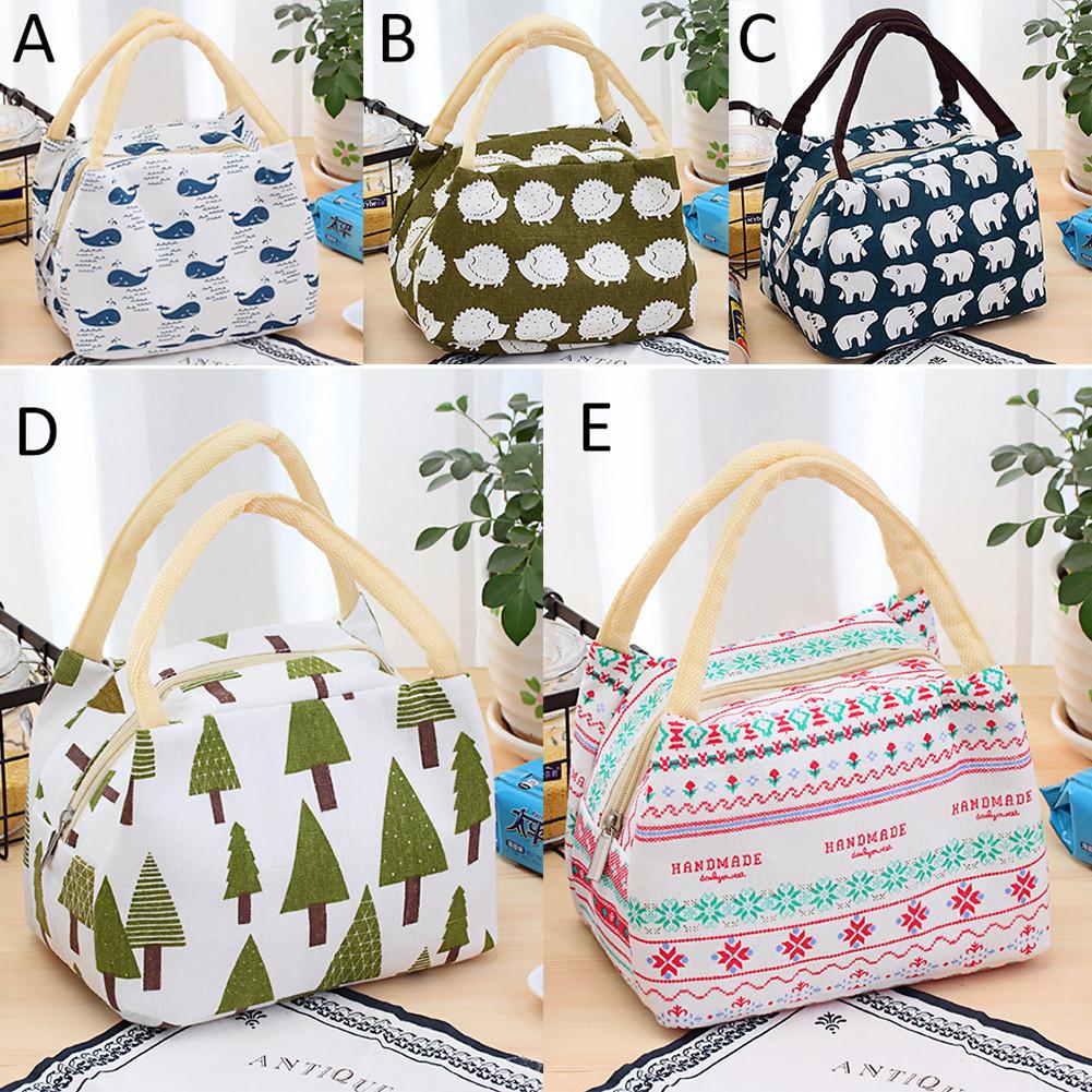 Lunchtas thermisch geïsoleerde tas katoenen linnen geïsoleerde thermische canvas draagbare lunchtas #bw