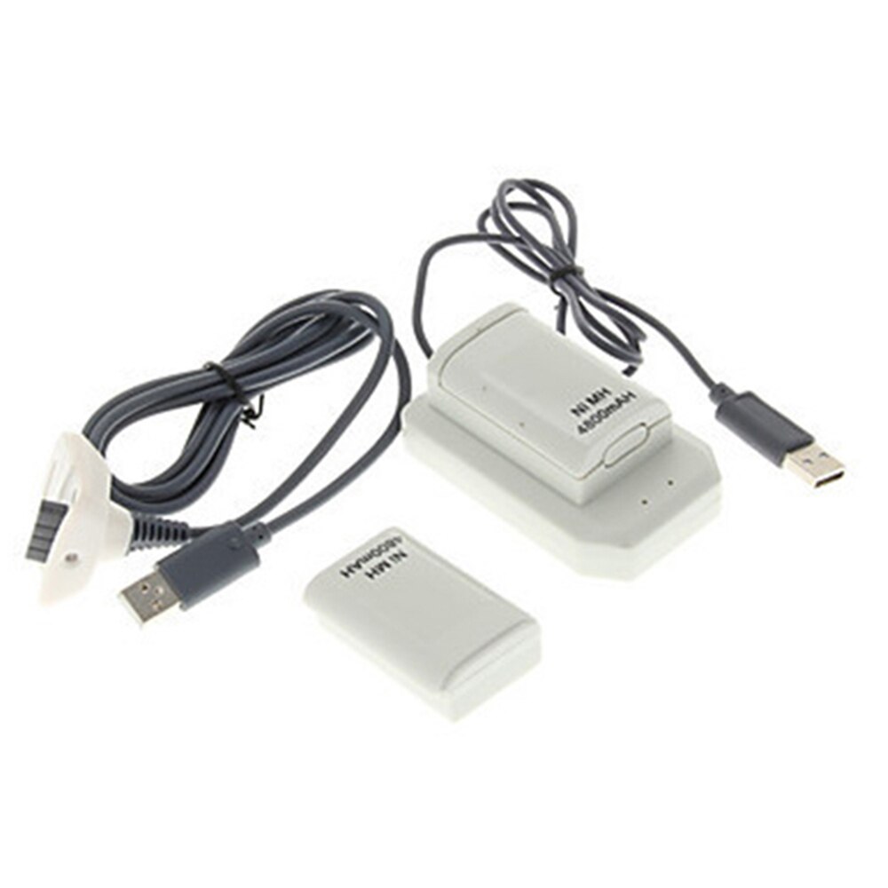 Cavo Di Ricarica USB Per Controller Wireless Xbox 360 - Batteria Integrata E Caricabatterie, Colore Grigio