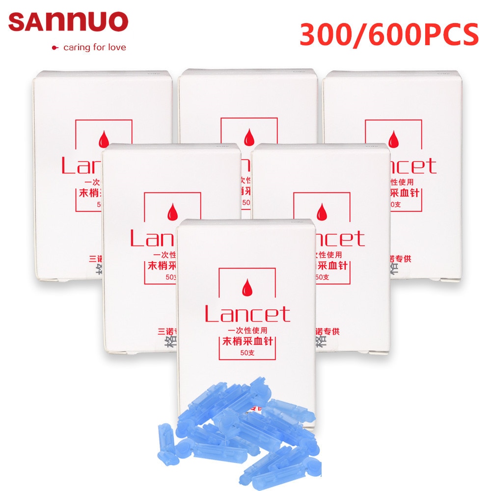 300/600Pcs Sannuo Lancet Naalden Voor Bloedglucose Testen Medische Bloed Verzamelen Naalden Voor Diabetes Tests