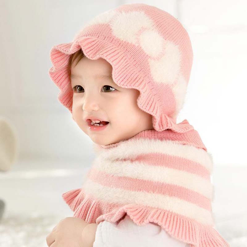 Doitbest-gorro de punto con lazo para niño, gorros de punto para niño de 8 meses a 3 años, 2 uds de rayas para niñas pequeñas, gorro y chal de invierno