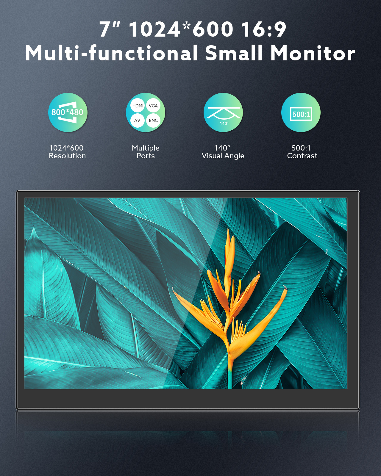 Miktver S701H custodia in metallo 7 pollici Mini TFT VGA schermo HD 1024x600 vista posteriore per auto Monitor HDMI ingresso Video AV 5V/2A alimentazione USB