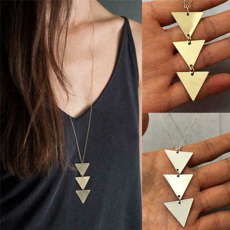 Geometric Jewelry Women Pendant Long Convenien Exquisite Chain Triangle Necklace