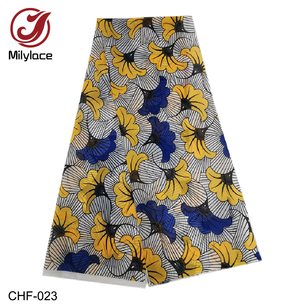 Afrikaanse Chiffon stof Digitale wax patroon Chiffon stof 5 yards per lot voor zomer jurken CHF-020-024