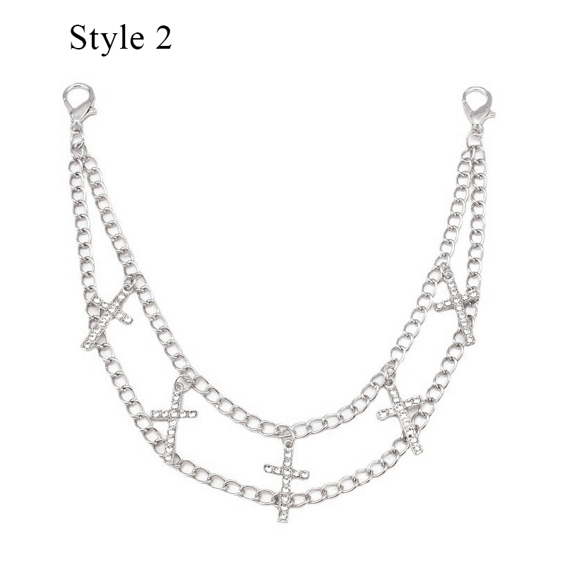 Cadena de Metal multicapa para bolso, asas DIY, mariposa, corazón, estrella, colgante, cadena de bolso de hombro, accesorios de bolsa de repuesto, cadena de perlas: Blanco