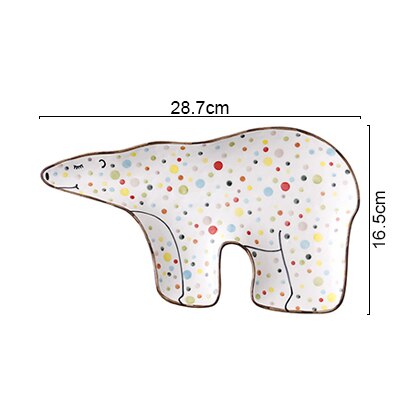 Animal Ceramic Plate Cartoon Cute Plate Set Children's Breakfast Bowl Home Dessert Fruit Snack Plate Kitchen Tableware: Polar Bear