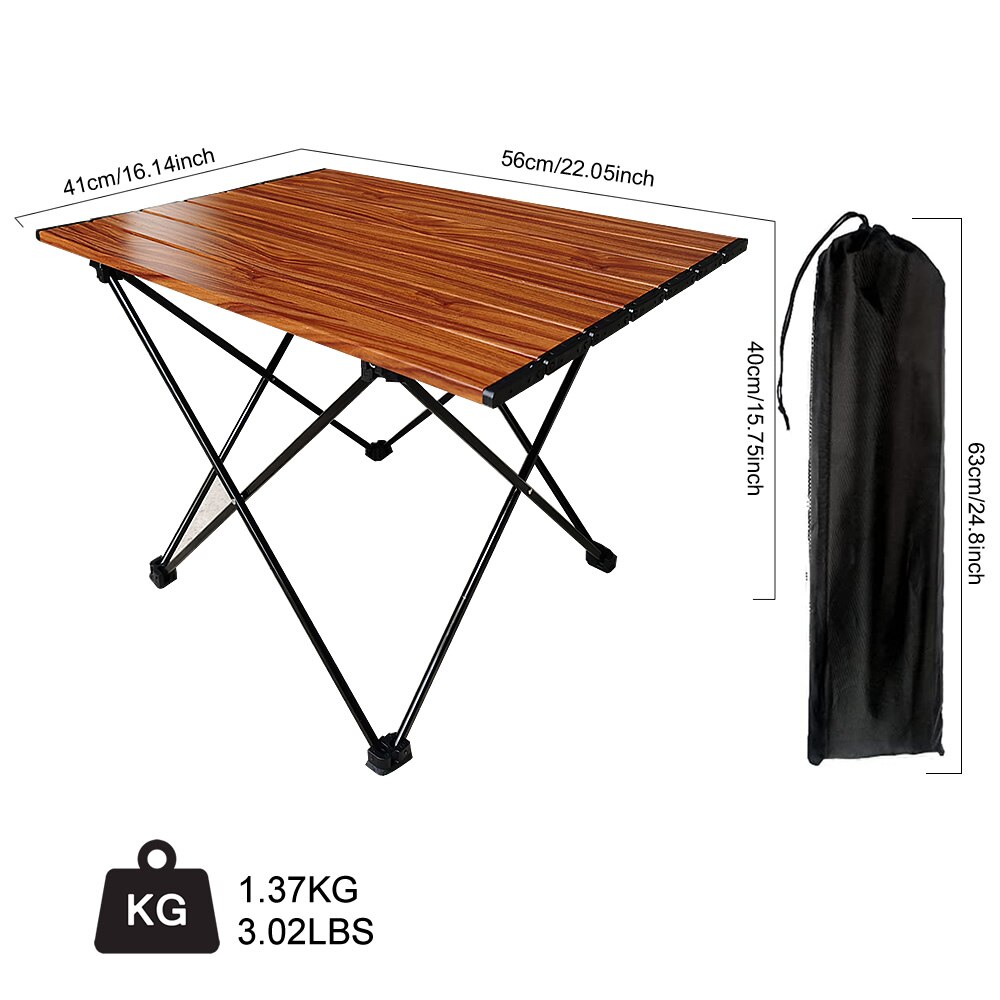 Dark Wood Ultralight Portable Folding Camping Table Portable Foldable Table Outdoor Camping Aluminum Table BBQ Picnic Hiking