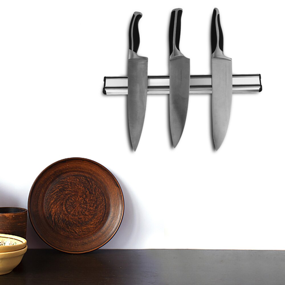 1pc Hanging Aluminum Magnetic Wall Mount Metal Rack Knives Holder Knives Stand Knives Rack for Kitchen Factory