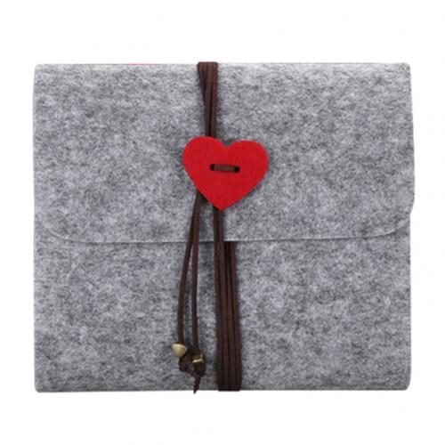 Love Heart Handmade Felt Cover DIY Photo Album Anniversary Scrapbook Decoration for Wedding Anniversary Memory Books: Grey L