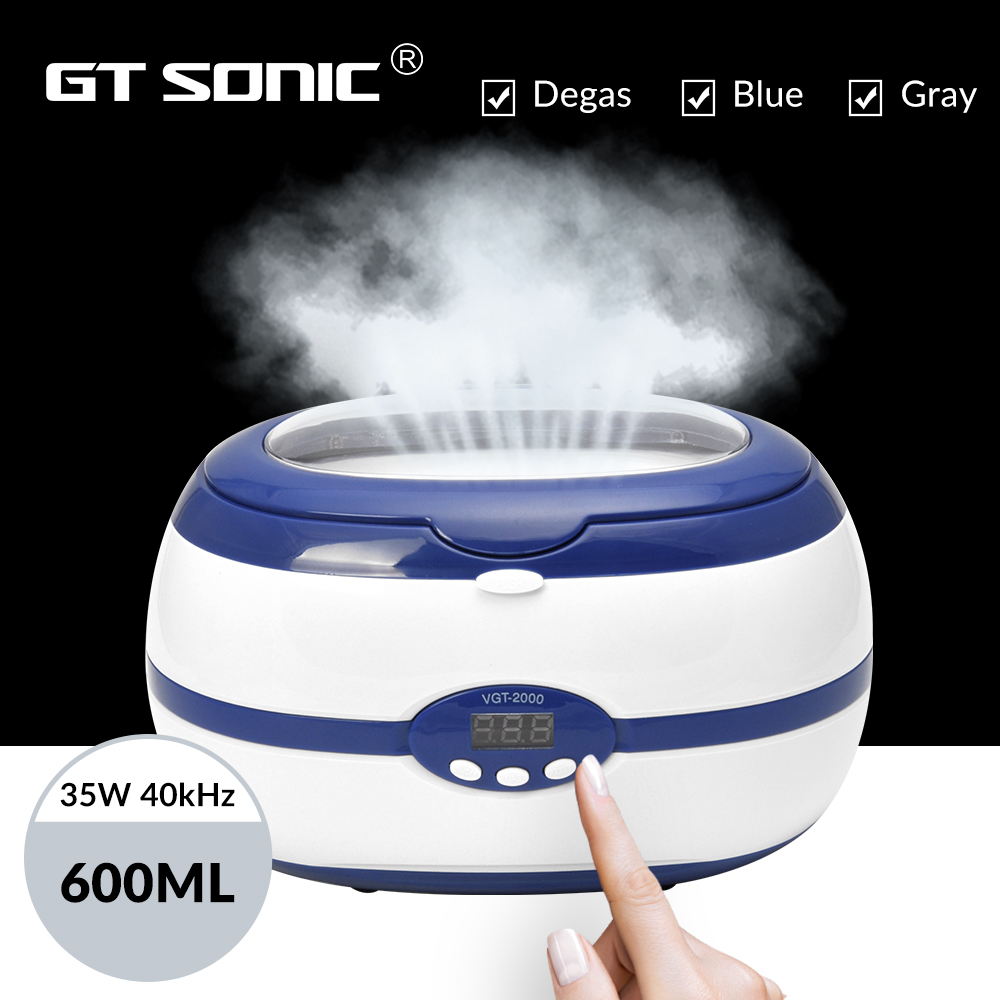 GTSONIC VGT-2000 Ultrasonic Cleaner 600ml 35W for Necklace Earrings Bracelets Dentures Household Ultrasonic Baths
