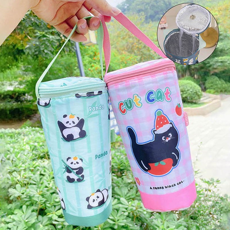 Bolsa de mano portátil para té de la leche, bolsa de preservación del calor, bolso ecológico, cubierta de taza aislada, accesorios para vasos