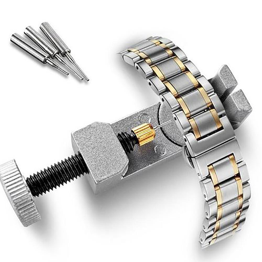 Ajustador de correa de reloj de Metal portátil, Kit de herramientas de reparación de correa de reloj con 3 pines adicionales, removedor de Pin de enlace de pulsera