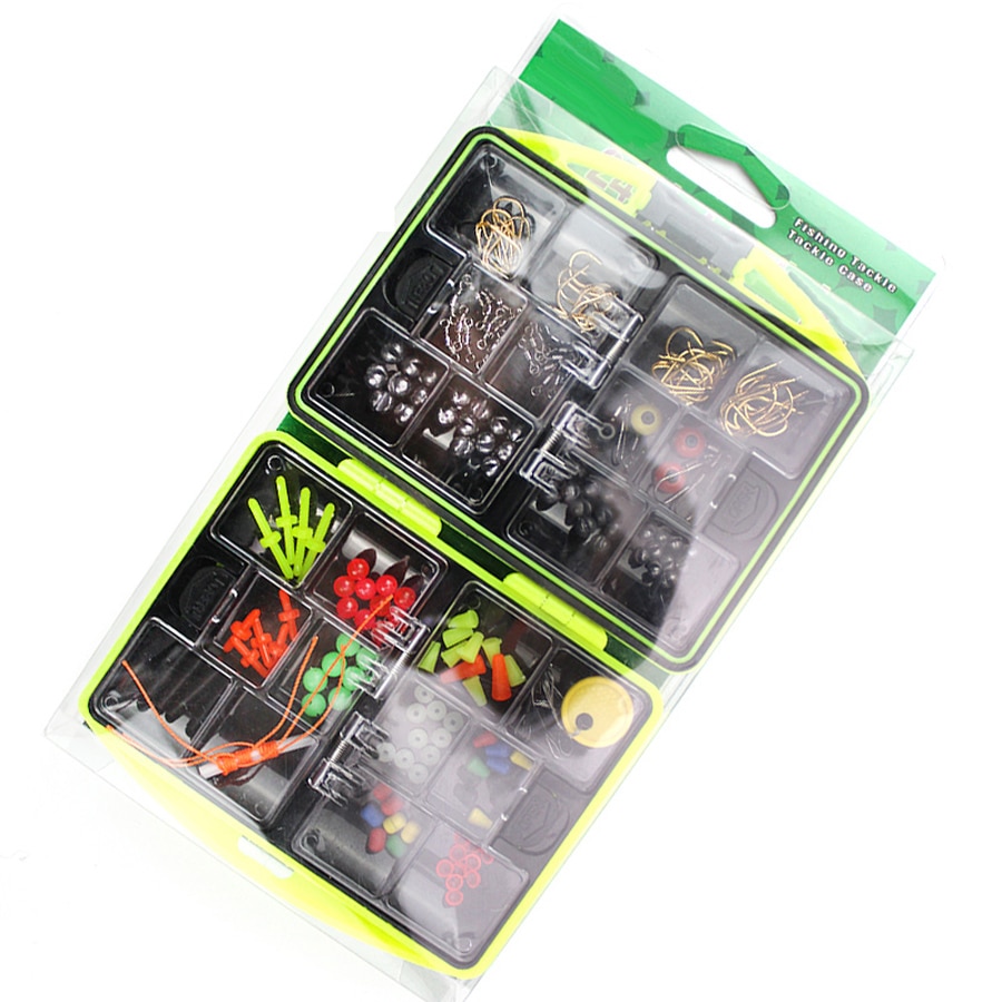 184pcs 24 Kinds Portable Rigs Rock Fishing Accessories Set Surf Casting Soft Lures Box Swivel Jig Lead Hooks Kit Tools Tackle