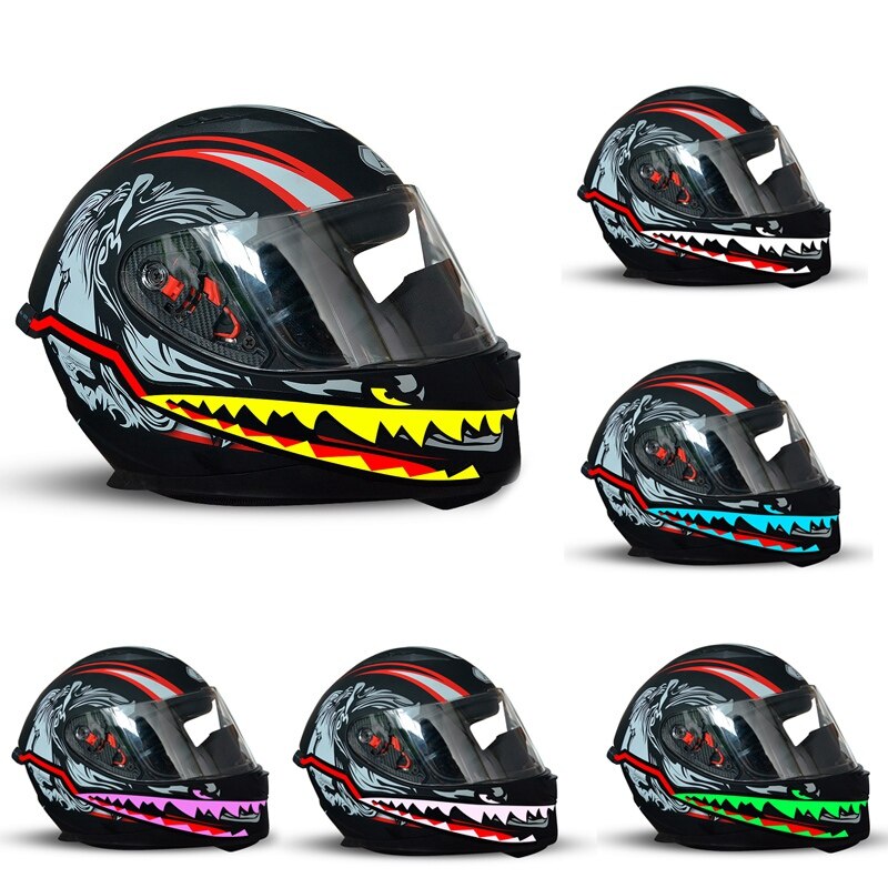 Motorcycle Night Riding Signal Waterproof Durable Helmet Kit Shark Pattern Helmet Light Strip Stripe LED Light Helmet Stripe