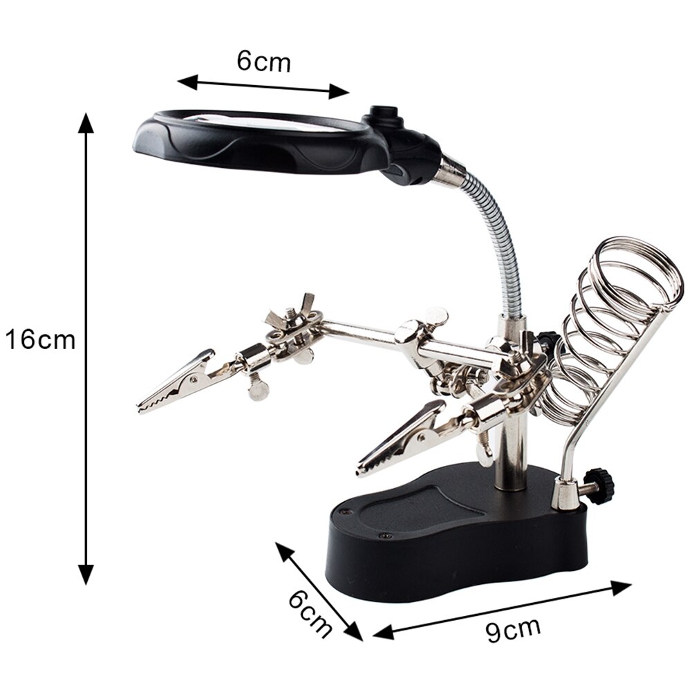 Multi-Functional Welding Magnifier With 3.5X 12X Glasses Magnifying Illuminated Soldering Iron Stand Lens Third Hand Repair To
