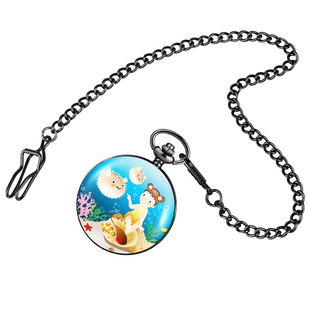 Daughter Pocket Watch Little Girl In The Underwater World Exquisite Dial Minimalist Pendant Pocket Watch Birthday Girls
