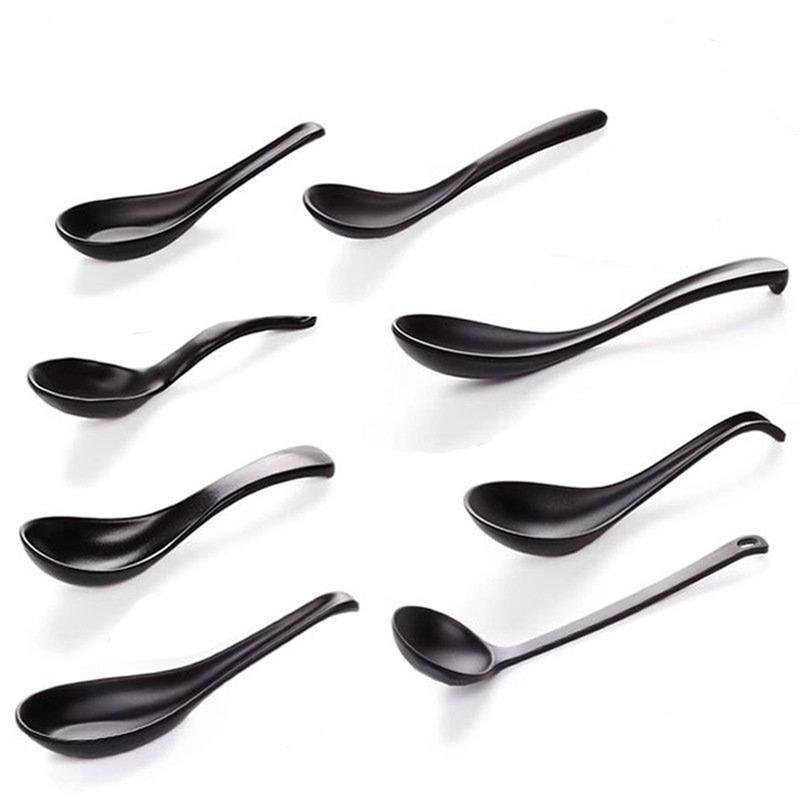 Spoon Soup Spoon Black Matte Ladle Spoon Plastic Japanese Style Melamine Tableware Anti-Fall Tortoise Shell Shaped Spoon