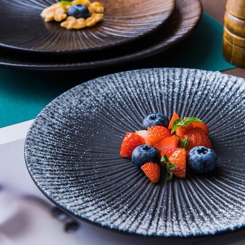 Japonais moderne en céramique assiette Steak alimentaire assiette ménage repas Snack plat haut de gamme porcelaine ensemble de vaisselle