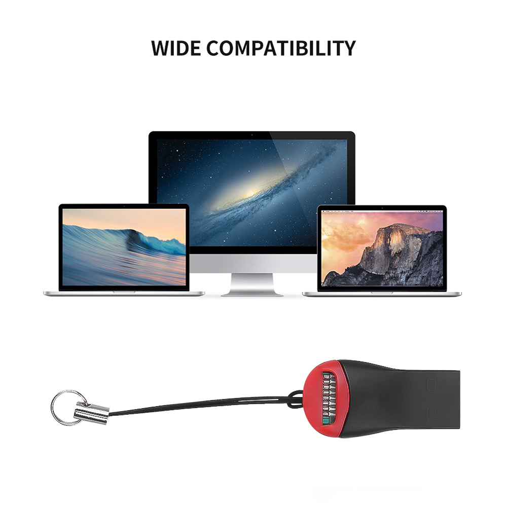 Usb 2.0 kortlæser adapter micro sd sdhc tf flash hukommelseskortlæser mini adapter til bærbar computer