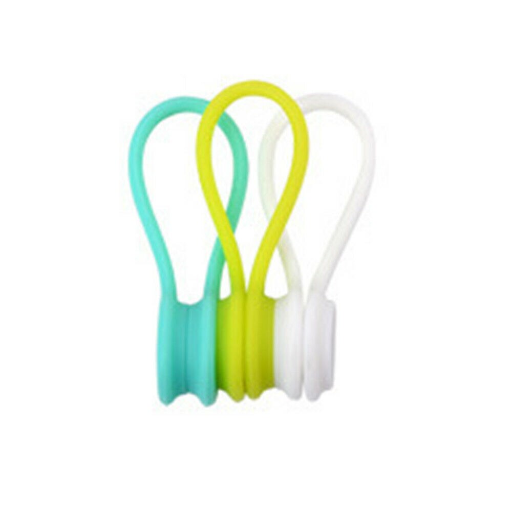 3 uds magnético corbata Cable organizador auriculares enrollador Cable auriculares Clip ser: White-blue-green