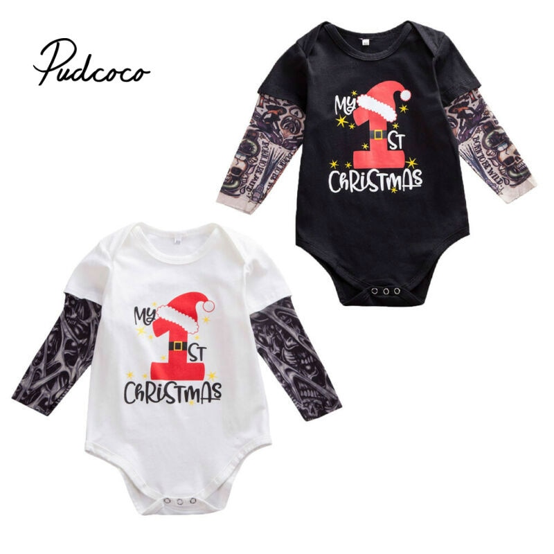 Infant Baby Girls Boys Clothes Autumn Long Sleeve Letter Print My 1st Christmas Jumpsuit Bodysuits Outfit body 1 2 Year Clothes