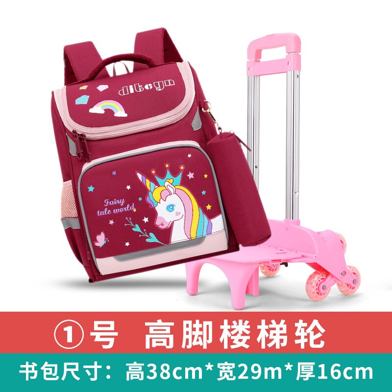 Afneembare kinderschooltassen met wieltjes meisjes jongens trolley schoolrugzak kinderschooltassen met wieltjes boekentas reisbagage