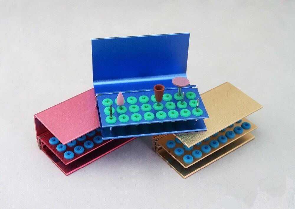 Fraises dentaires FG, 24 trous, 3 pièces, désinfection, support à Autoclave, blocs de silicone