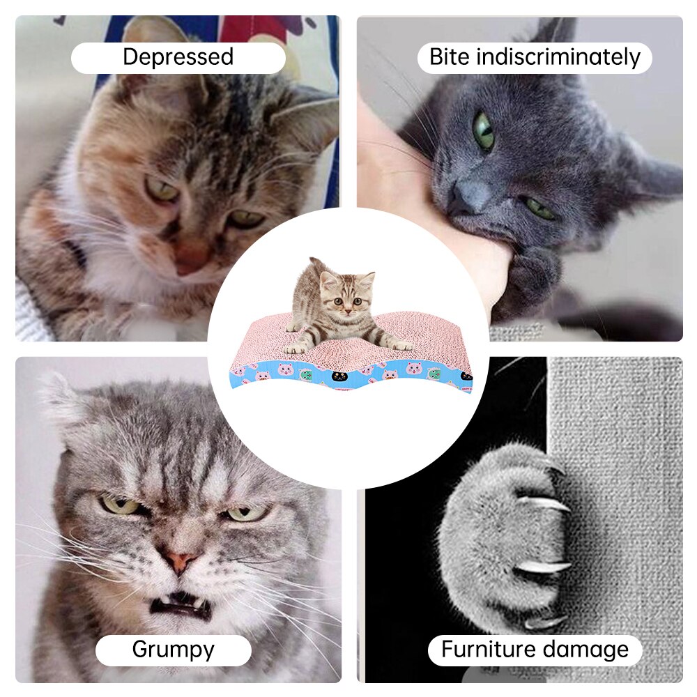 Corrugated Cat Scratch Board Pad Grinding Nails Interactive Protecting Furniture Cat Toy Large Size Cat Scratcher Toy Cardboard