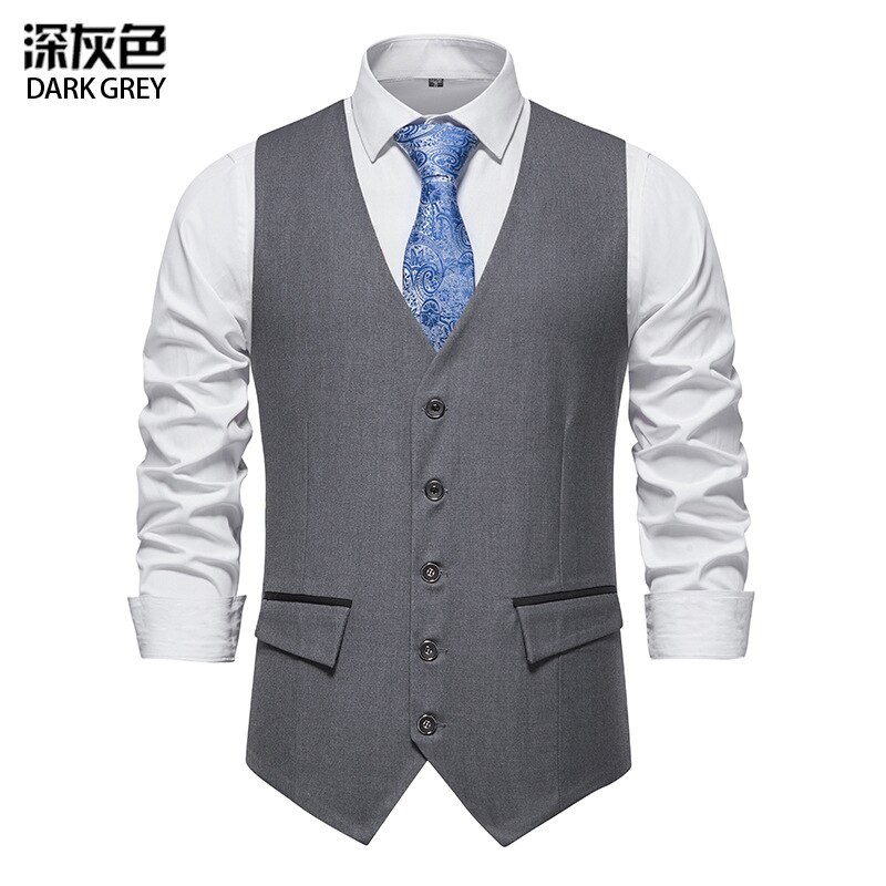 White Wedding Groom Suit Vest for Men 2022 Spring Slim Fit Sleeveless Tuxedo Vests Mens Formal Business Waistcoat Gilet 2XL: Dark Gray / US Size M