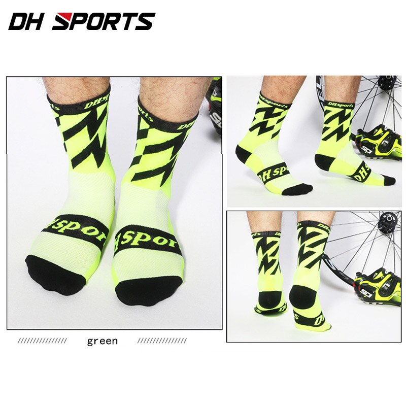 Real Dh Sports Elite Cycling Socks Outdoor Leisure Exercise Training Breathable Plus Stockings Sock Bike Clubs For Man: Black / US 7-10