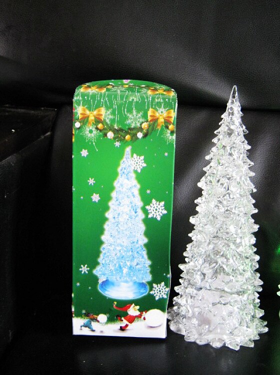 Stil farverig akryl natlampe til juletræ farverig farve skiftende lille natlys 5- niveau stor størrelse og bund