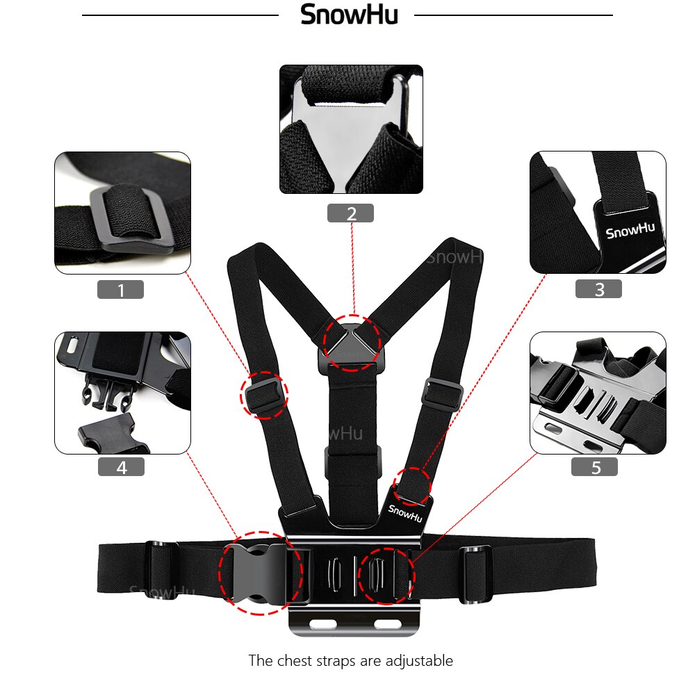 SnowHu Actie Camera Accessoire voor GoPro Hero 8 7 6 5 4 Zwart Xiaomi Yi 4K Lite SJCAM SJ7 eken H9 Go Pro Mount voor Sony Set GS22