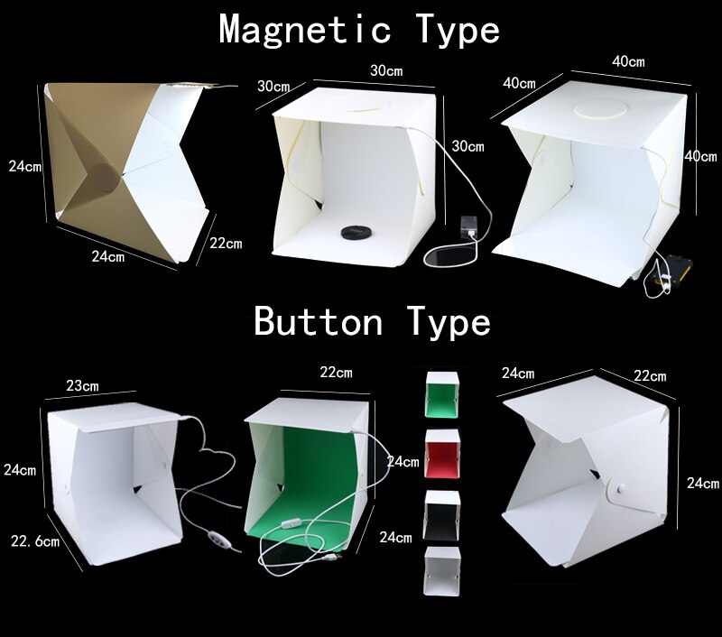 Boîte souple Diffuse de Studio pliant portatif avec la boîte de Studio de Photo de fond de photographie blanche noire de lumière LED