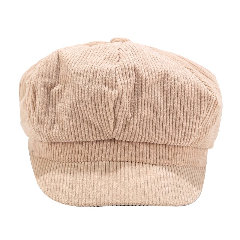 mujeres Vintage gorro de pana ocio Inglaterra estilo Retro Octagonal sombrero para damas pintor invierno: Caqui