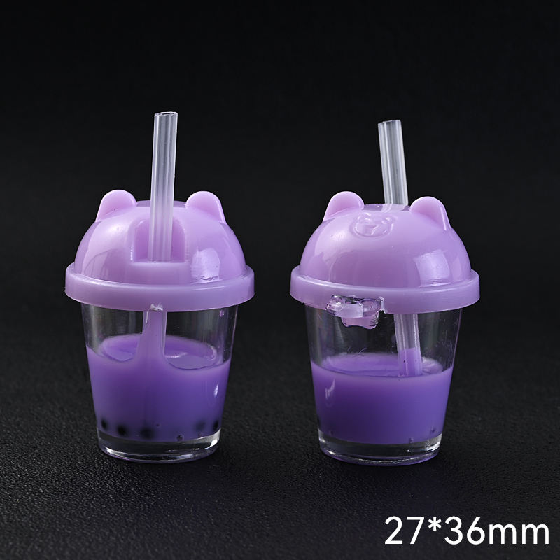 10Pcs Cute Colorful Milk Tea Milkshake Bottle Straw Acrylic Charms Drinks Beverage Pendant for Jewelry Making Necklace