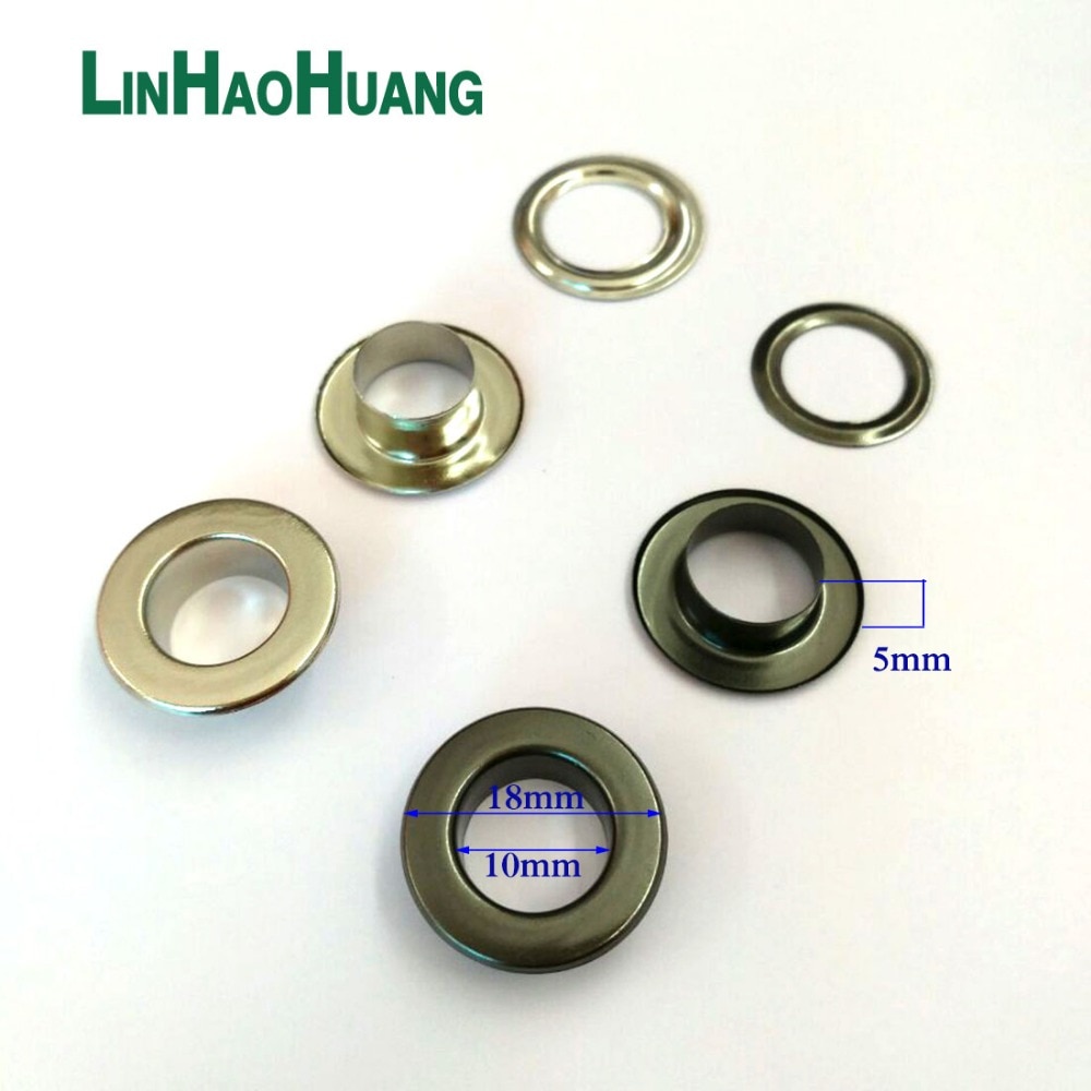 100sets/lot 10mm metal iron eyelets with washer round metal grommets nickle /black nickle plating color+ tools