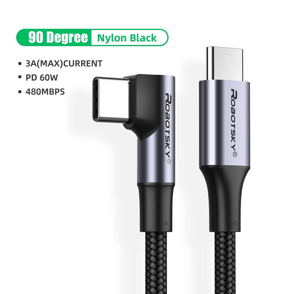 90 grad Ellenbogen USB Typ C zu USB C Kabel für Samsung S10 PD 60W Schnelle Schnell Ladegerät 4,0 USB-C Kabel für Macbook Pro Air USB Kabel: 0.5m