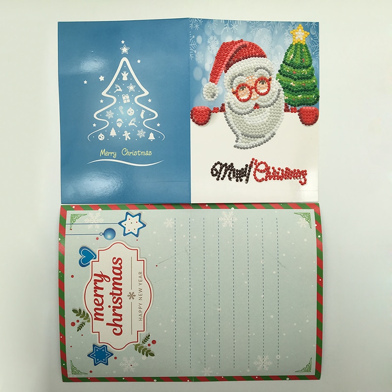 1Pcs Cartoon Paper Greeting Postcards Craft 5D DIY Diamond Painting Kids Festival Greet Cards Mini Santa Claus Merry Christmas