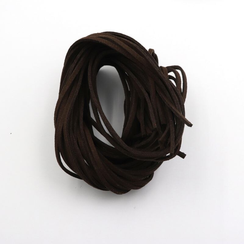 5pcs 1m 3mm Flat Faux Suede Korean Velvet Leather Cord DIY Rope Thread Jewelry Making Decorative Handicrafts Accessories: Brown