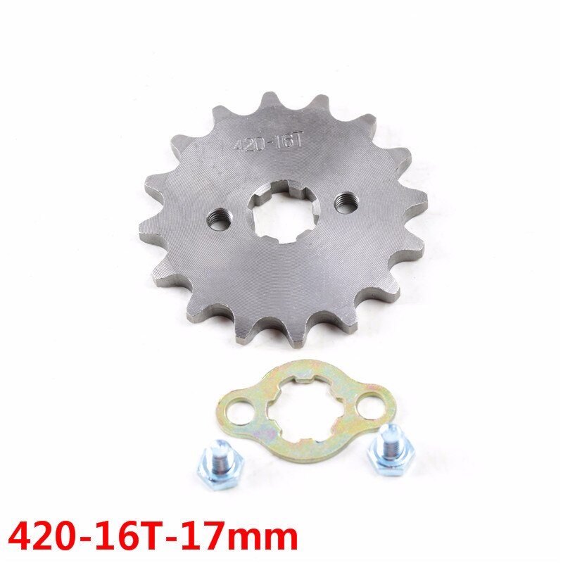 Tdpro 420 kedja 14t/15t/16t/17t 17mm främre motorhjul kugghjul passform motorcykel atv gokart 50cc 70cc 90cc 110c 125cc pit dirt bike: 16t
