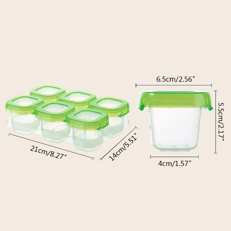 6 stk baby plastik madbeholdere fryser opbevaringsboks mini fravænning fryseboks  d7yd