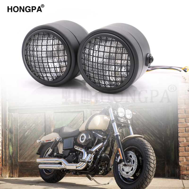 Universal Motorcycle Moto Front Dual Headlight Lamp Head Light For Cafe Racer Dirt Bike Street bike Naked Motor