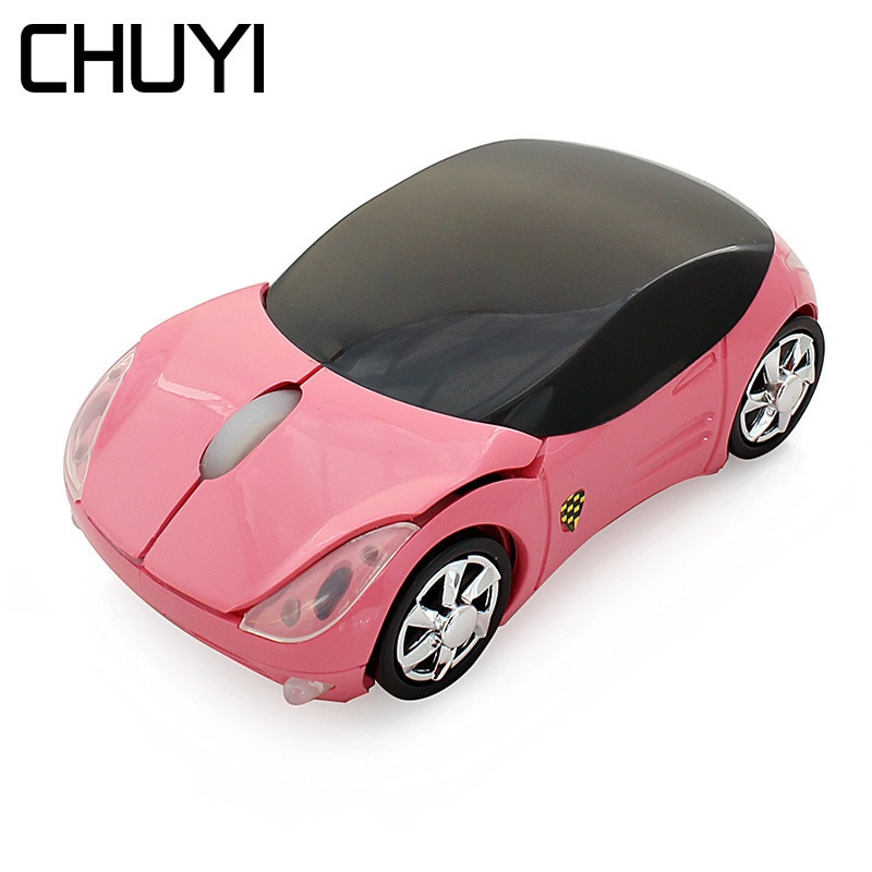 CHUYI Mini 3D Auto Vorm Draadloze Muis 1600DPI Optische USB Computer Muizen Kids Leuke Roze Auto Mause Voor Meisje laptop PC Notebook