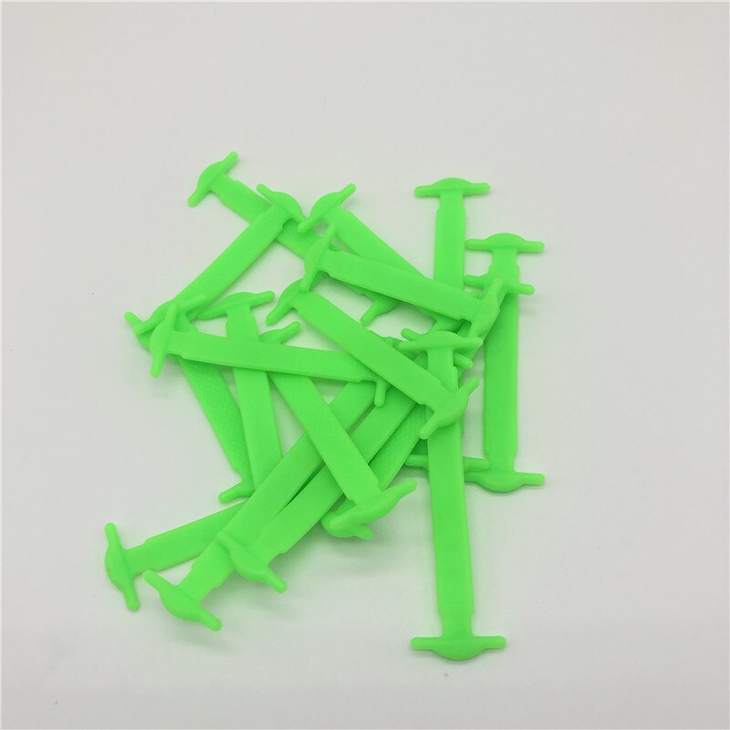 Cordones elásticos de silicona para zapatos, accesorios creativos para perezosos, de goma, 16 unids/lote: Verde