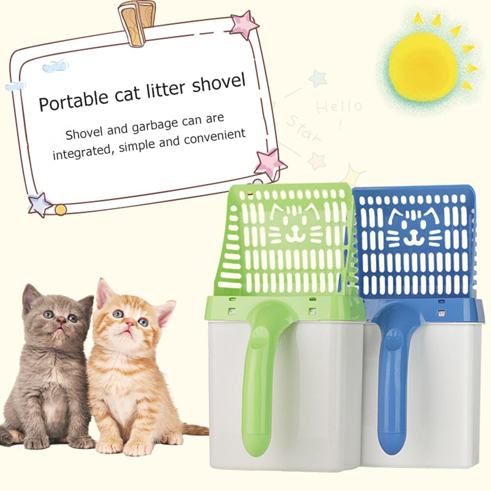 Integrated Cat Litter Shovel with Bucket Pet Hollow Neater Scoop Toilet Products Pet Excrement Artifact Cleaning Products